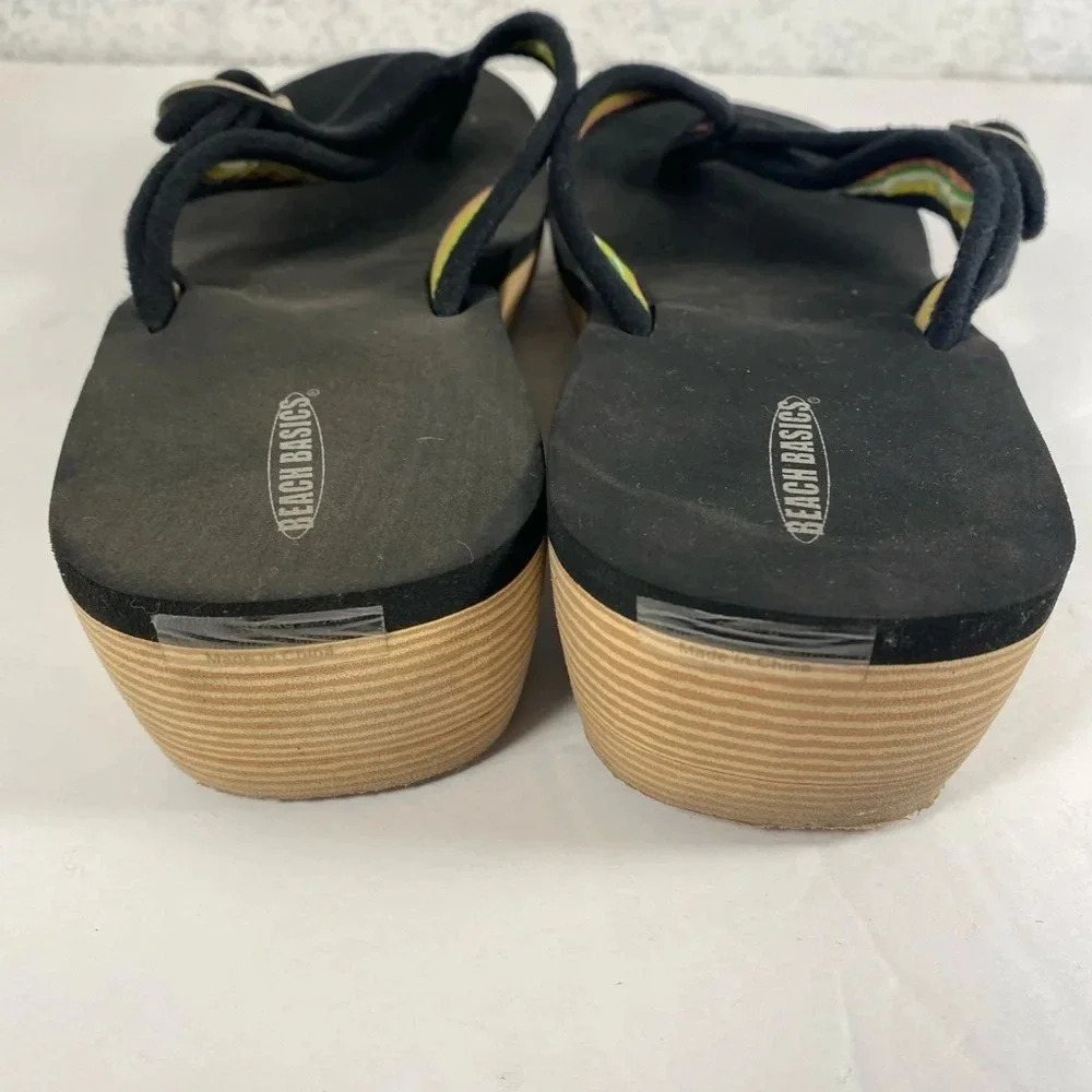 Beach Basics Black Thick Sandal with Buckle Strap Accent - Picture 5 of 8